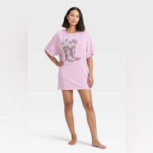 Women's Graphic Oversized T-Shirt Sleep Dress Wild Fable, Purple/pink size small